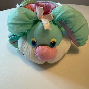 Vintage 80s Plush Bunny puffalump Easter basket